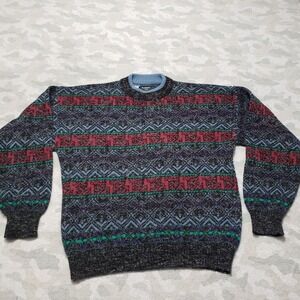Vintage Kennington Sweater Mens Large Blue Pullover Long Sleeve Wool Blend